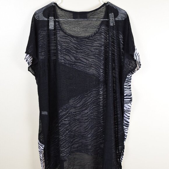 Chico's Animal Print Asymmetrical Tunic Sheer Top Zebra Pool Cover Up Classic 12 - Picture 6 of 10